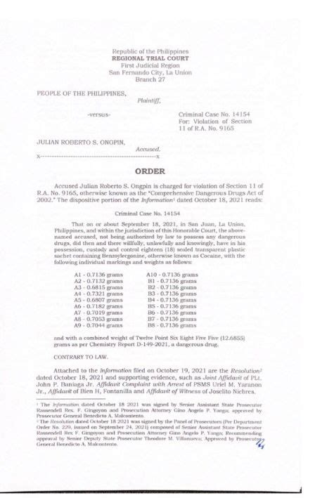 La Union court dismisses drug case vs Julian Ongpin.